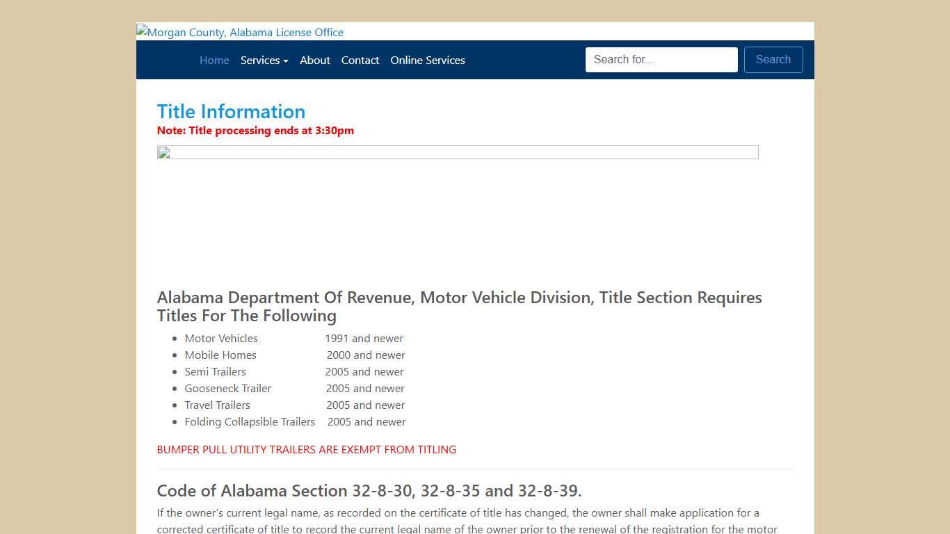 Morgan County License: Title Information
